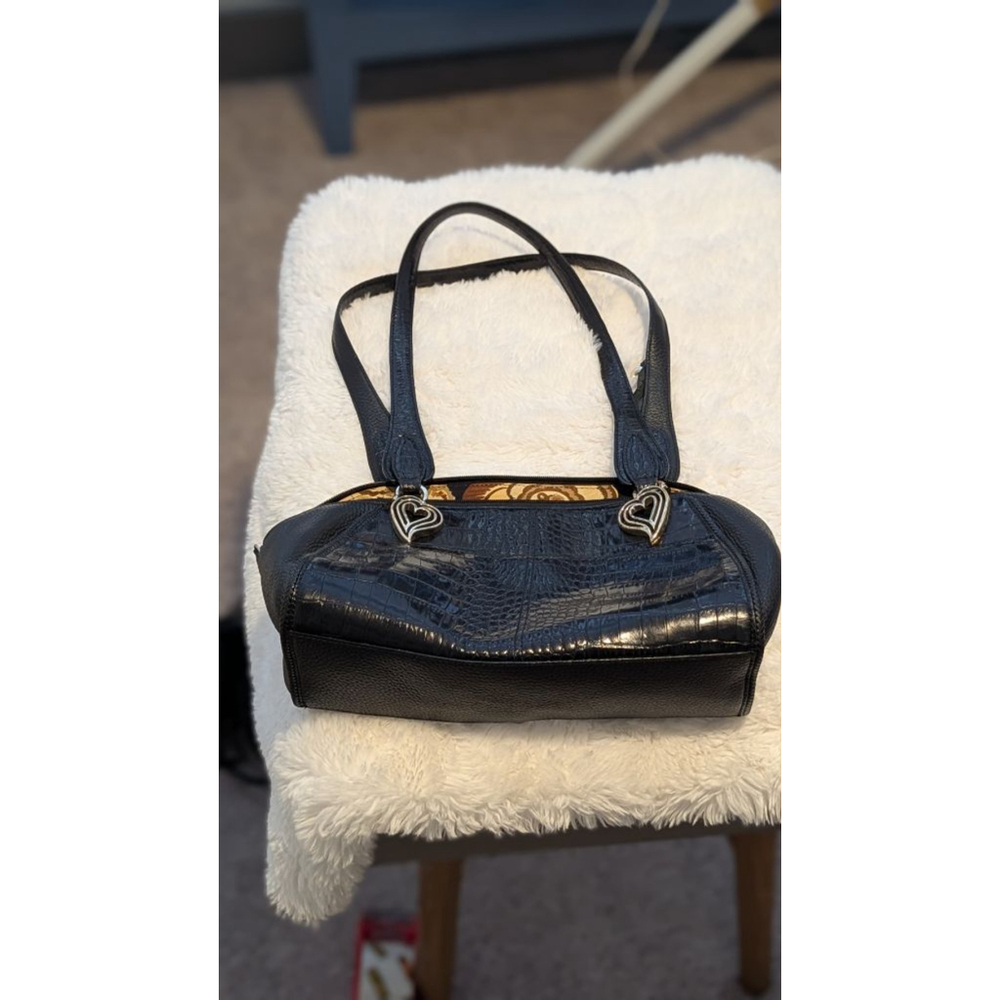 Women's Brighton Black Croc Embossed Satchel One Size - Picture 14 of 14